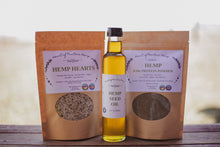 Load image into Gallery viewer, Hemp Foods Bundle - Hemp Hearts, Cold-Pressed Hemp Seed Oil, &amp; Hemp Protein
